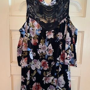 Velvet lace dress floral